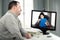 Online psychotherapist face-to-face with patient