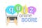 Online quiz interview and online high score game on laptop creative concept vector illustration