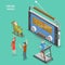 Online radio isometric flat vector concept.