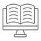 Online reading thin line icon, e learning