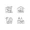 Online restaurant delivery linear icons set