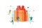 Online reward , Group of happy people receive a gift box vector illustration concept, digital referral program