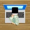 Online salary or compensation cash banknote