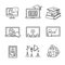 Online seminar icons thin line art set