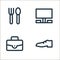 online shop categories line icons. linear set. quality vector line set such as shoe, briefcase, television