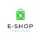 Online shop logo design. Ecommerce, sale, discount or store web element. Company emblem. Bag isolated.