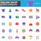 Online shop product categories vector icons set, modern solid symbol