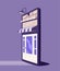 Online shopping. Big smartphone turned into internet shop with door. Cartoon vector illustration