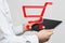 A Online shopping business concept selecting shopping cart