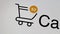 Online shopping cart icon on computer screen with counting numbers on shopping website. 4k animation