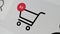 Online shopping cart icon on computer screen with counting numbers on shopping website. 4k animation