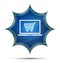 Online shopping cart laptop icon magical glassy sunburst blue button