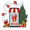 Online shopping concept with decorated Christmas tree and gift boxes. E-Commerce Online Shop, Digital marketing concept. Christmas