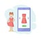 Online Shopping Concept. Girl Doing Shopping Online. Woman Order On The Internet Goods, Choosing Dress On Smartphone