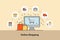 Online Shopping concept. Infographic design elements how to oder with 6 steps for E-commerce