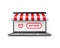 Online shopping concept. Realistic open laptop buying and shopping online. Ecommerce store concept on laptop screen with