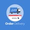 Online shopping, courier delivery, distribution services, rental truck