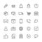 Online shopping flat line icons. E-commerce business, contacts, support, social networks, shop basket, sale, delivery