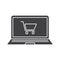 Online shopping glyph icon