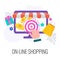 Online shopping icon. Choosing, ordering and paying