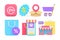 Online shopping internet order always available awning shop store purchase set 3d icon vector