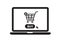 Online shopping with laptop. Shopping cart on display. Buy button. vector illustration