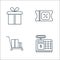 Online shopping line icons. linear set. quality vector line set such as cash counter, delivery cart, coupon