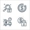 Online shopping line icons. linear set. quality vector line set such as security check, fast delivery, refund