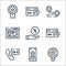 online shopping line icons. linear set. quality vector line set such as shopping bag, shopping basket, hours, add, hand, online