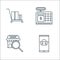 Online shopping line icons. linear set. quality vector line set such as smartphone payment, search, cash counter