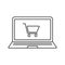 Online shopping linear icon