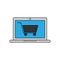 Online shopping linear icon. Vector illustration