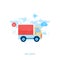 Online shopping and purchase delivery. Lorry or