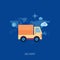 Online shopping and purchase delivery. Lorry or