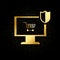 Online shopping, security gold icon. Vector illustration of golden particle background