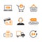 Online shopping simple vector icon set