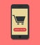 Online shopping in smartphone. Order online. Flat design