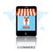 Online shopping. Smartphone turned into internet shop. Concept of mobile marketing and e-commerce. Supermarket