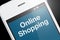 Online shopping text on the smartphone screen