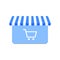 Online shopping vector concept. Mockup shop and shopping basket. Template logo, image. Vector illustration.