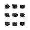 Online simulators black glyph icons set on white space