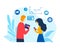 Online social media with flat news technology, vector illustration. People use internet communication concept, network