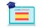 Online Spanish Learning, distance education concept. Language training and courses. Studying foreign languages on a website in a