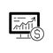 Online stock trading black linear icon