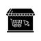 Online store black glyph icon