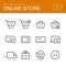 Online store vector outline icon set