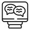 Online study chat icon outline vector. Homework help