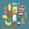 Online supermarket foods flat concept