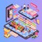 Online Supermarket Isometric Composition