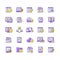 Online surveillance and censorship purple RGB color icons set